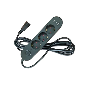 BLOCO DE TOMADAS 3WAY 3 METROS CI PRETA 2X USB