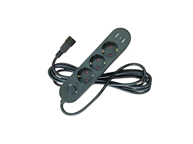 BLOCO DE TOMADAS 3WAY 3 METROS CI PRETA 2X USB