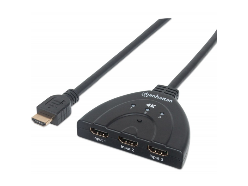 HUB SPLITTER 3XHDMI INP (F) PARA 1xHDMI OUT (F) 4K@60Hz MANHATTAN