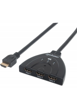 HUB SPLITTER 3XHDMI INP (F) PARA 1xHDMI OUT (F) 4K@60Hz MANHATTAN