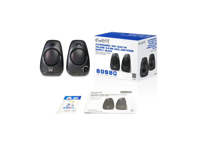 COLUNAS EWENT 20 USB 35MM 10W PRETO