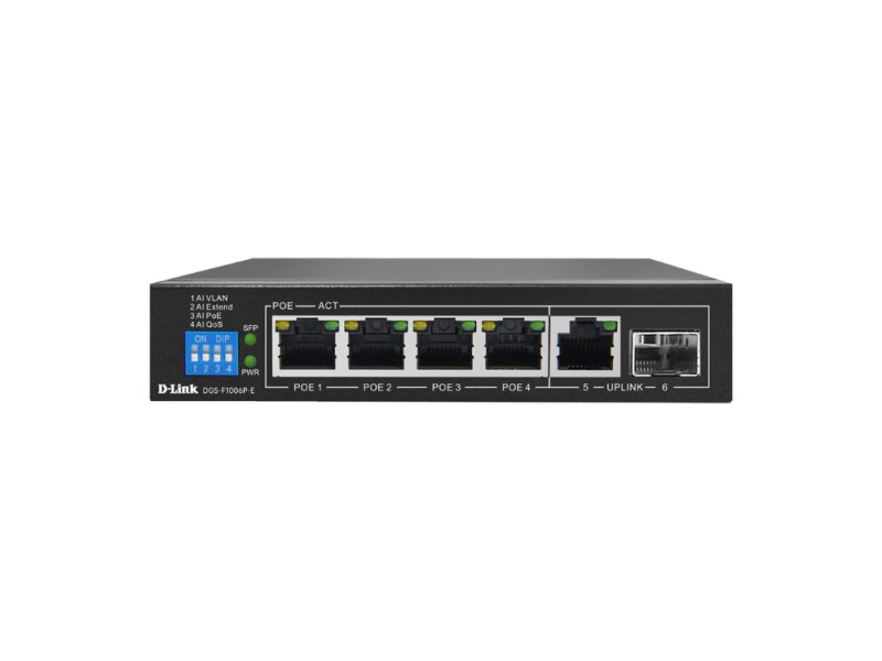SWITCH 6 DLINK 101001000 SGESTÃO LONG RANGE 250M 4X POE 60W