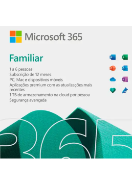 SW MS OFFICE 365 FAMÍLIA 6PC 1 ANO – ESD