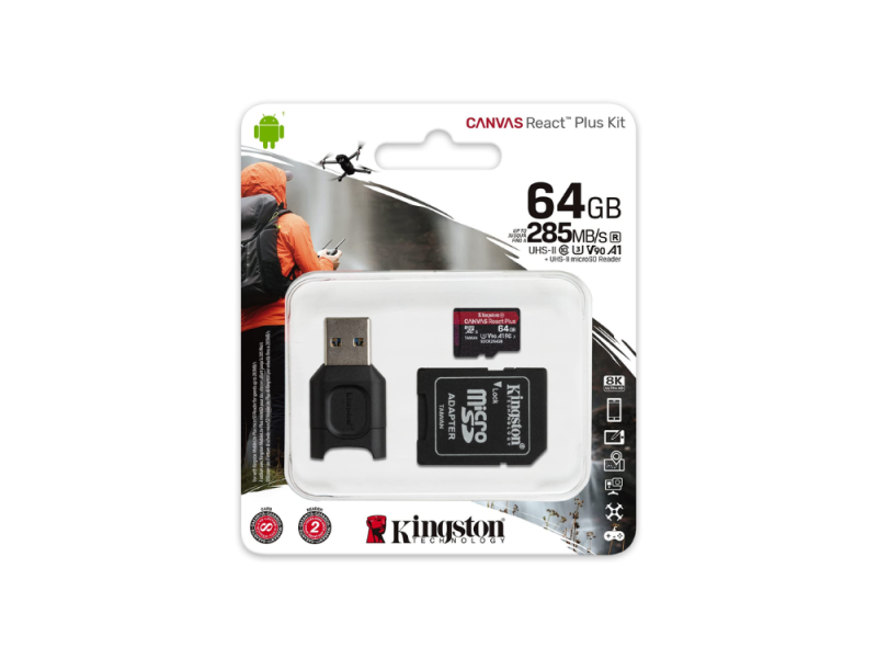 MOD MICRO SD 64GB CL10 REACT PLUS  ADAPTADOR KINGSTON
